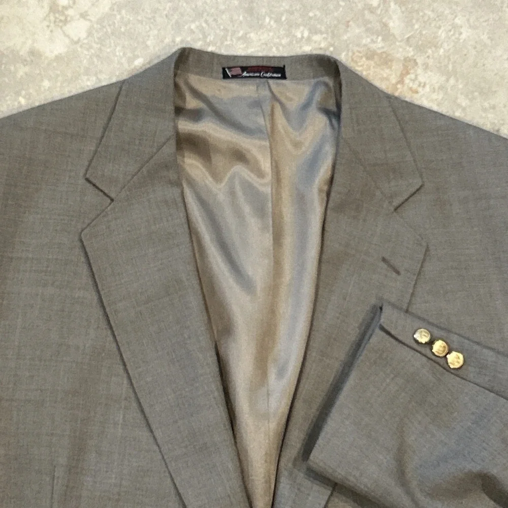 Stafford Blazer Men 50L Brown Wool Blend 2 Button Suit Jacket American Craftsman